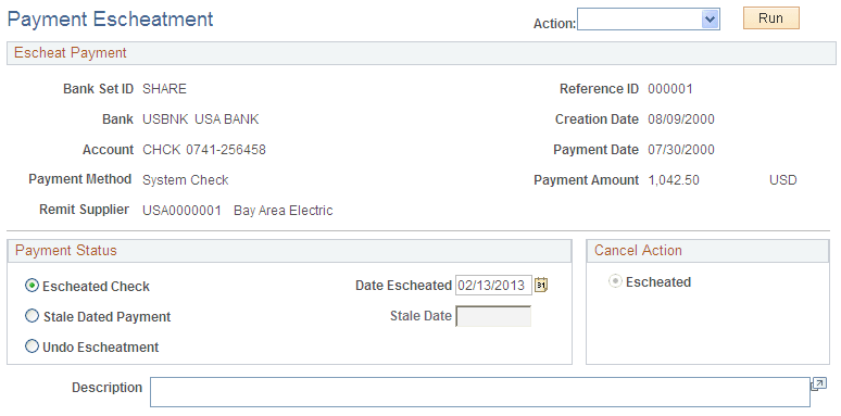 Payment Escheatment page