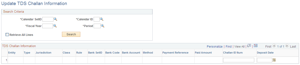 Update TDS Challan Information page