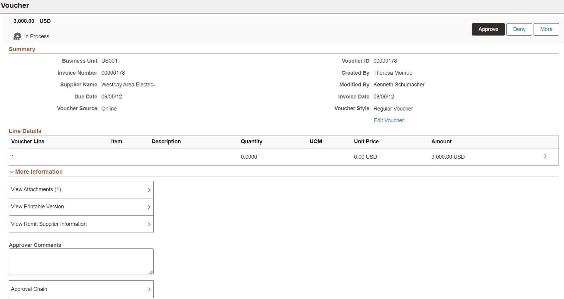 Voucher Approval Page