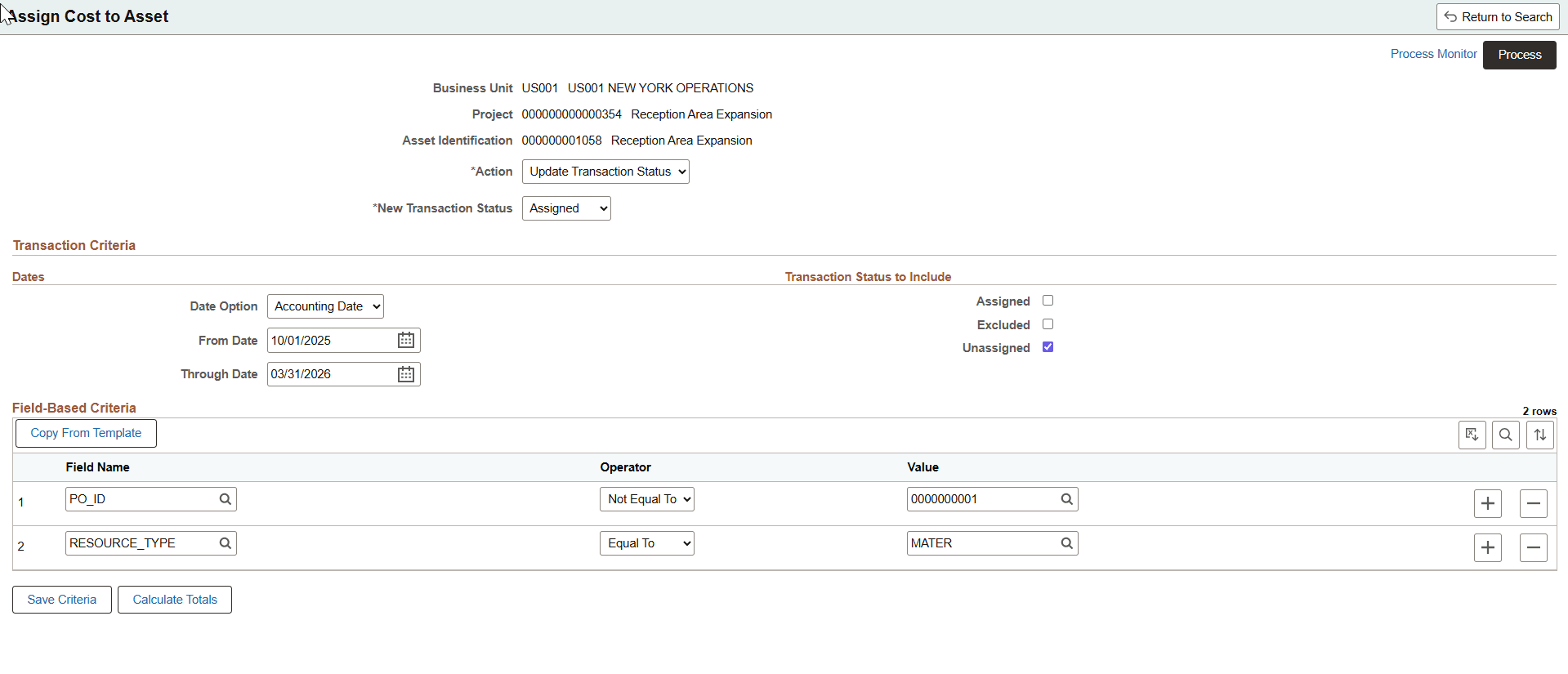 Assign Cost to Asset