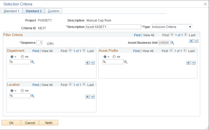 Define Filter Criteria - Standard 2 page