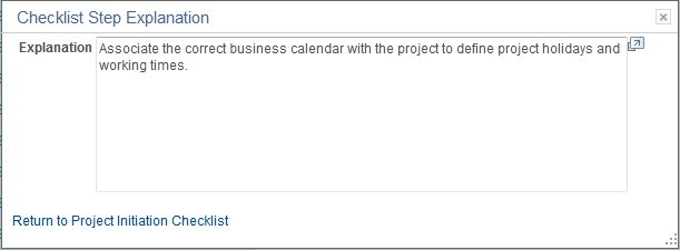 Project Initiation Checklist - Step Explanation page