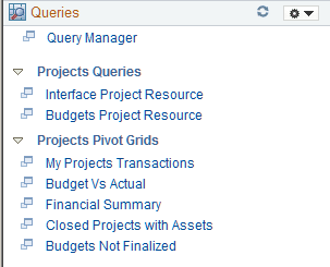 Projects WorkCenter - Queries page