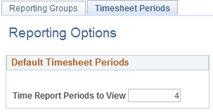 Reporting Options - Timesheet Periods page