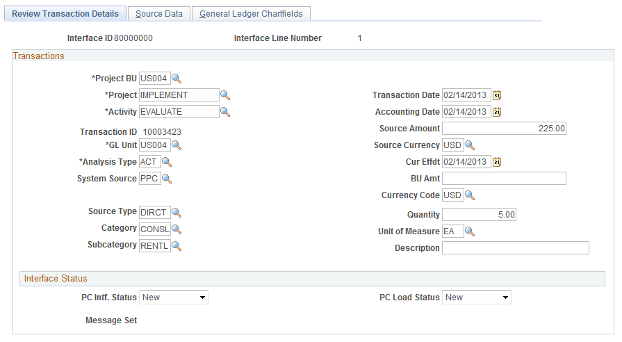 Review Transaction Details page
