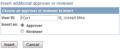 Insert additional Approver or Reviewer page