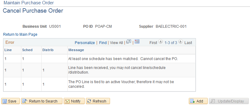 Maintain Purchase Order-Cancel Purchase Order