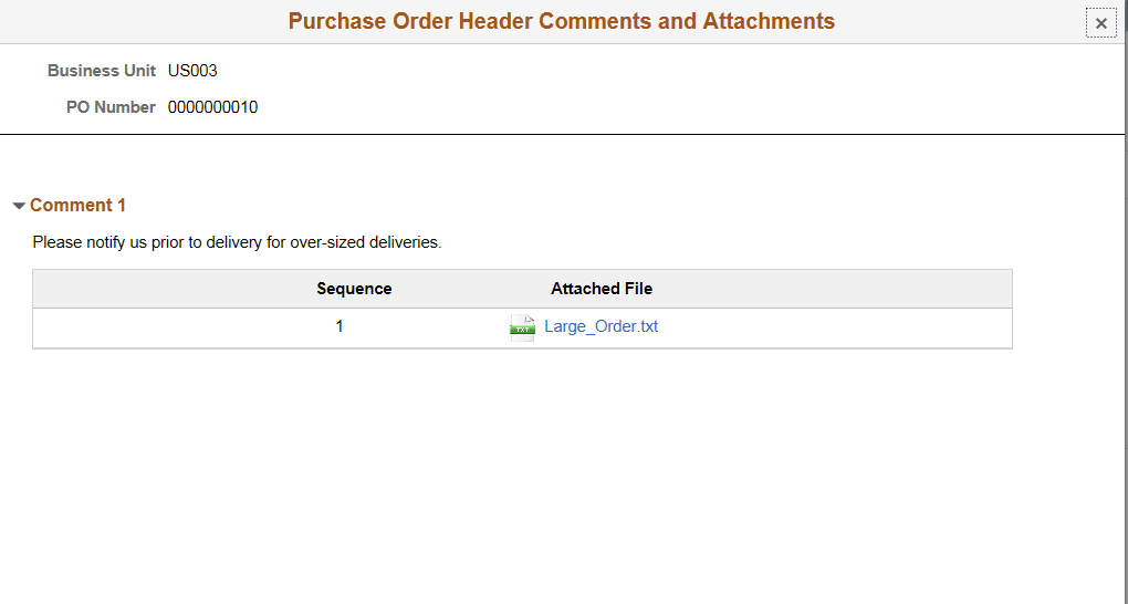 PO Header Comments and Attachments