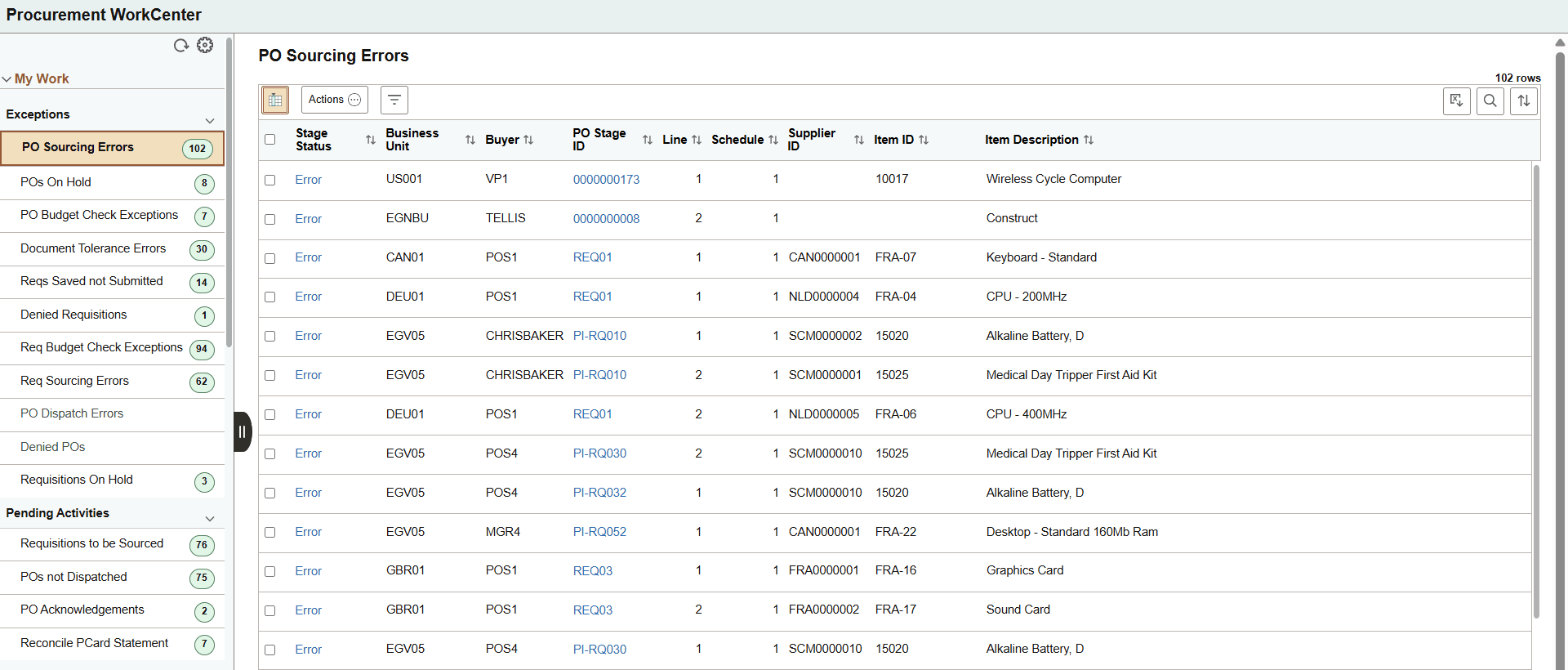 Procurement WorkCenter - My Work