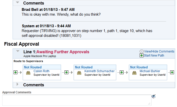 Requisition Approval page (3 of 3)