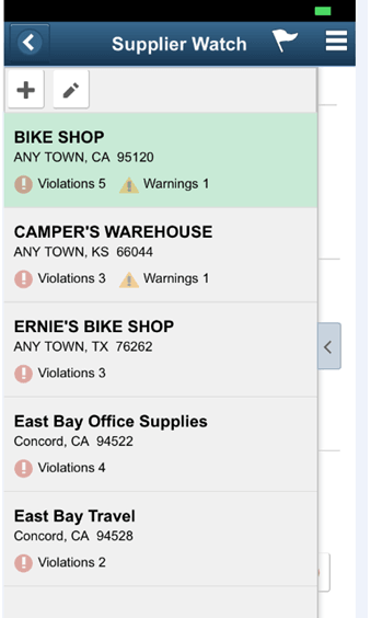 Small Factor - Supplier Watch List Page