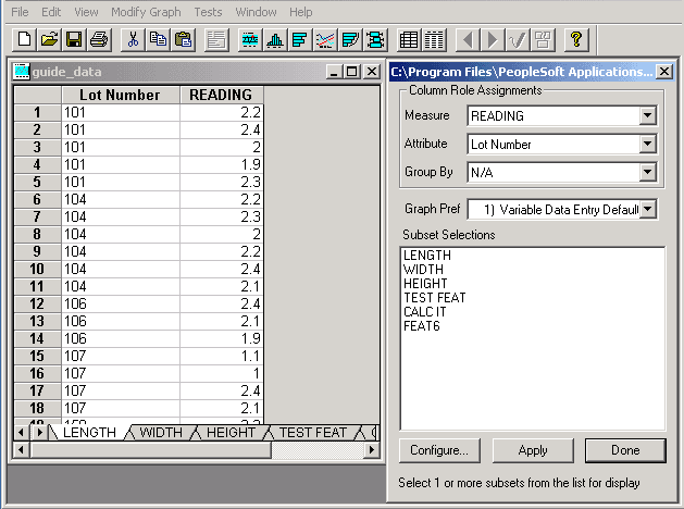 Spreadsheet and Selector panels