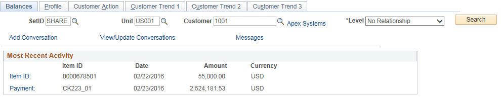 Account Overview - Balances page (1 of 2)