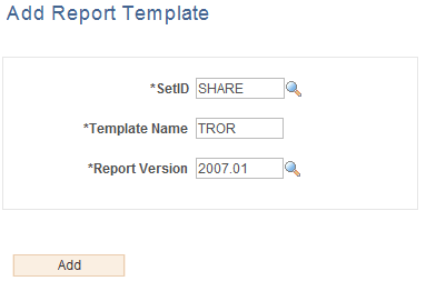 Add Report Template page