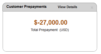 Customer Prepayments Pagelet