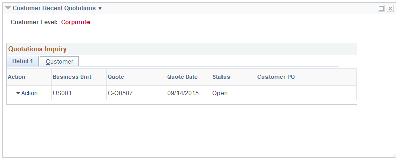 Customer Recent Quotations pagelet