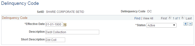 Delinquency Code page