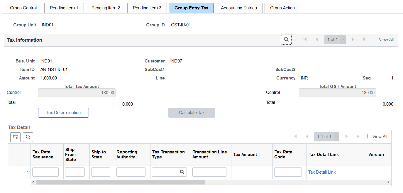 Group Entry Tax page (IND)
