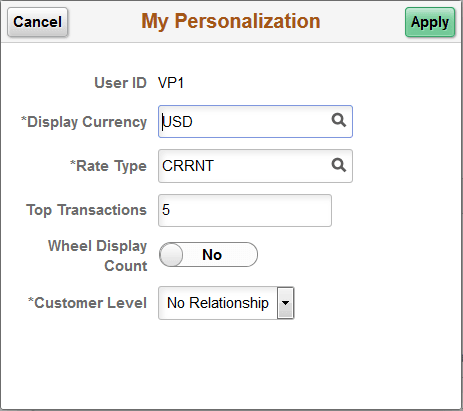 My Personalization Page