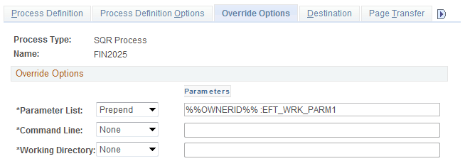 Override Options page