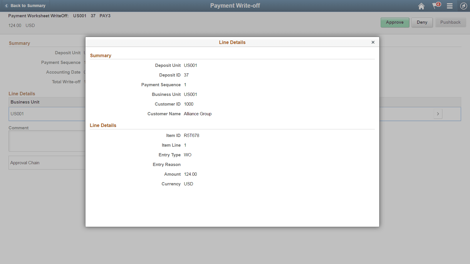 Payment Write-Off - Line Details page (LFF)