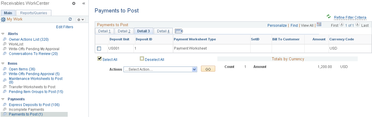 Payments to Post page - Detail 3 tab