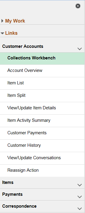 PeopleSoft Fluid Receivables WorkCenter - Links Grouplet