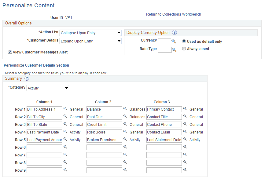 Personalize Content page (1 of 2)