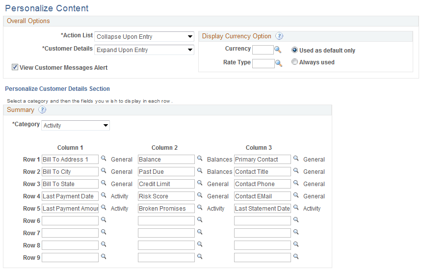 Personalize Content setup page (1 of 2)