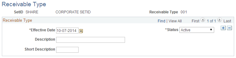 Receivable Type page