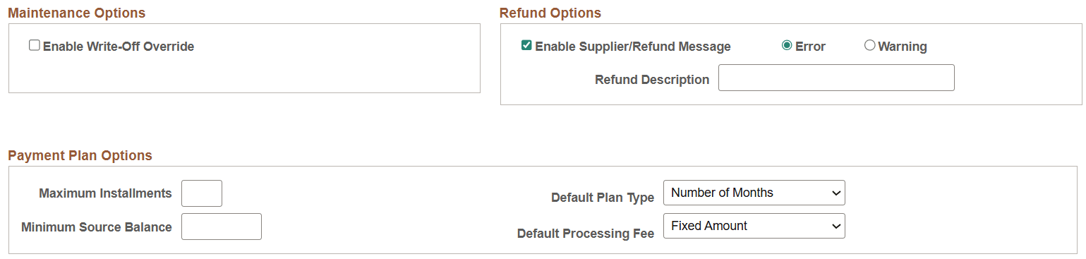 Receivables Options - Payment Options (2 of 2)