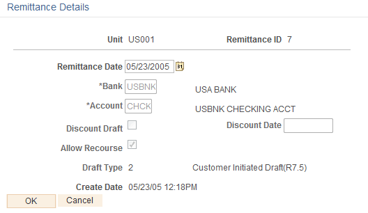 Remittance Details page