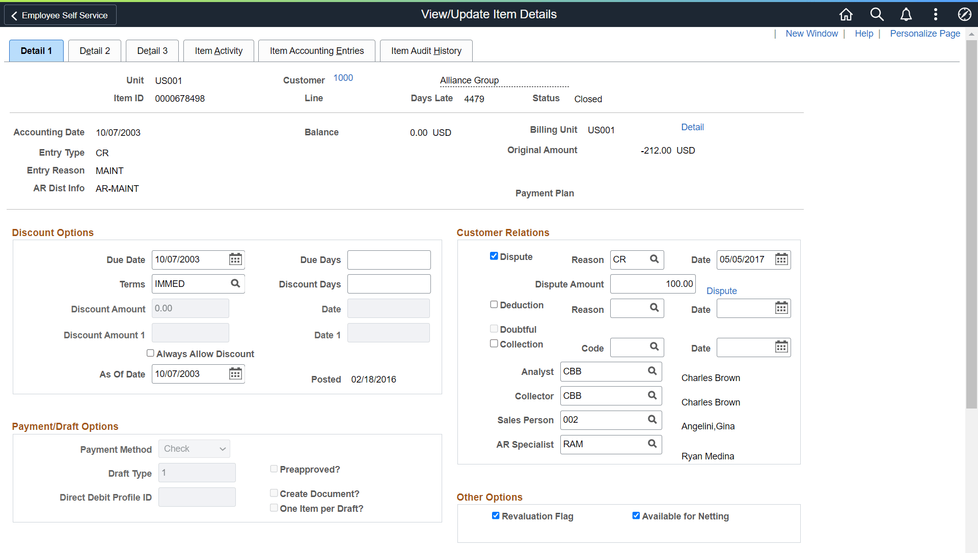 View Update Item Details Detail 1 (1 of 2)