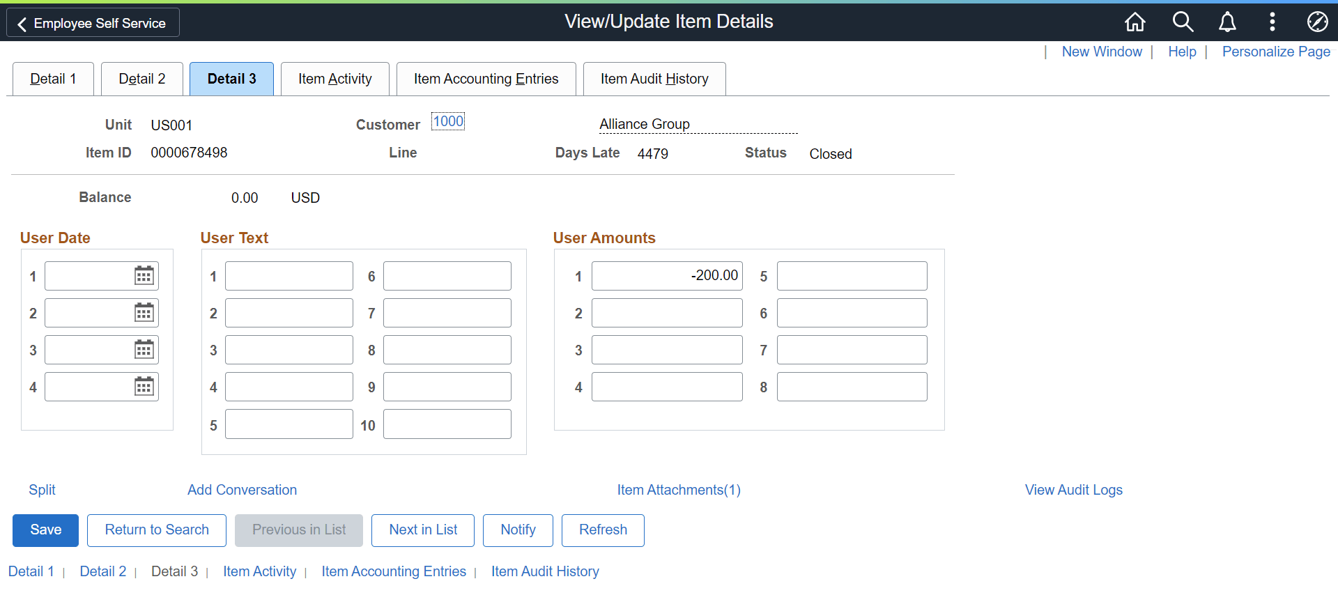 View Update Item Details Detail 3