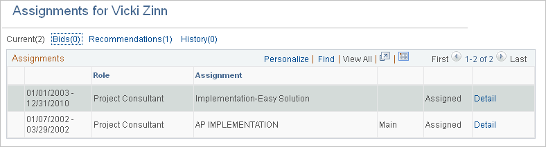Assignments for <Resource> page