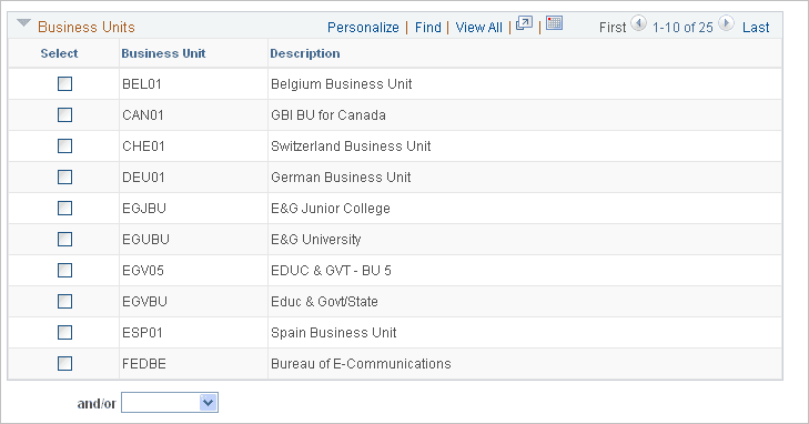 Business Units collapsible grid on the Create Resources Program page