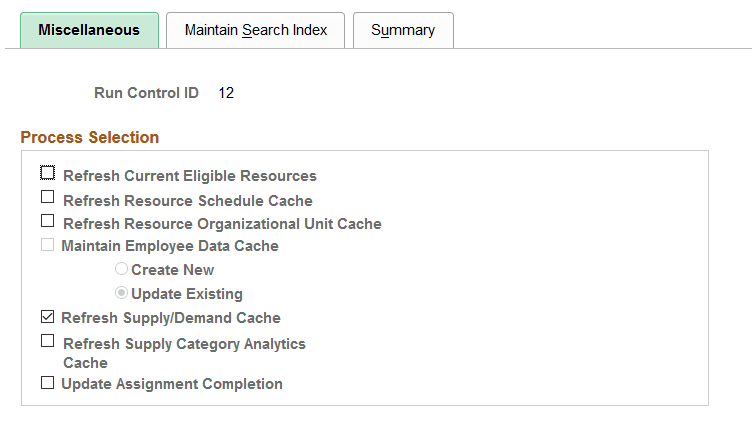 Cache Administration - Miscellaneous Page