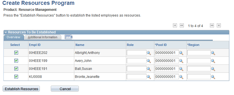 Create Resources Program (list) page