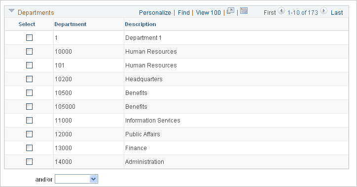 Departments collapsible grid on the Create Resources Program page