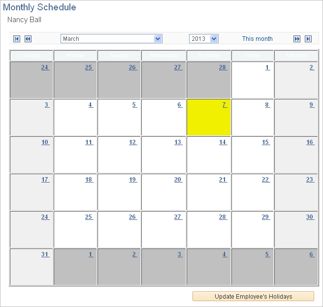 Monthly Schedule page