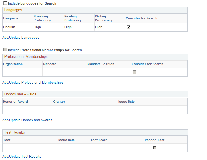 Profiles - Qualifications page (2 of 2)