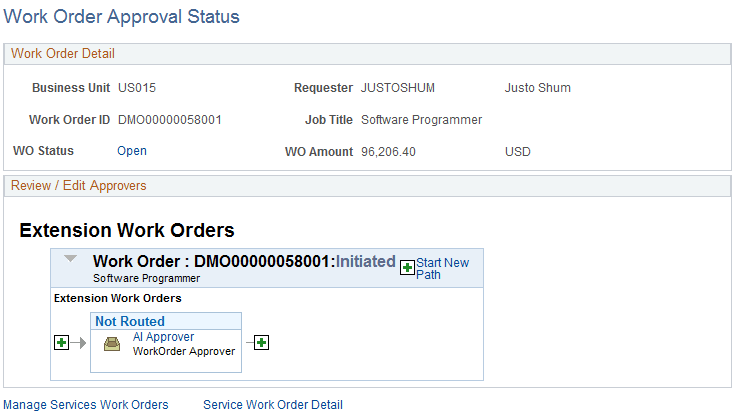 Approval Status page