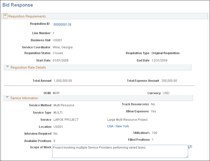 Bid Response page (1 of 3)