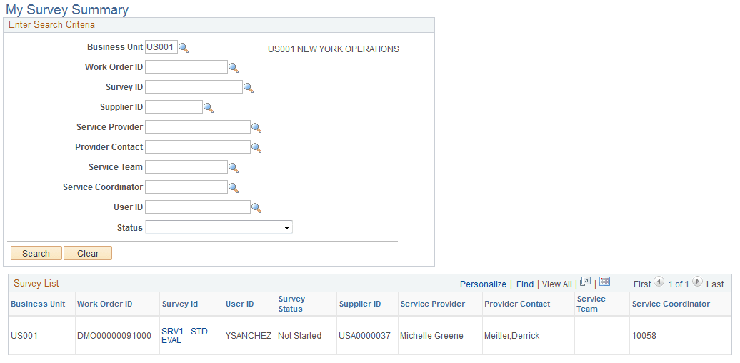 My Survey Summary page