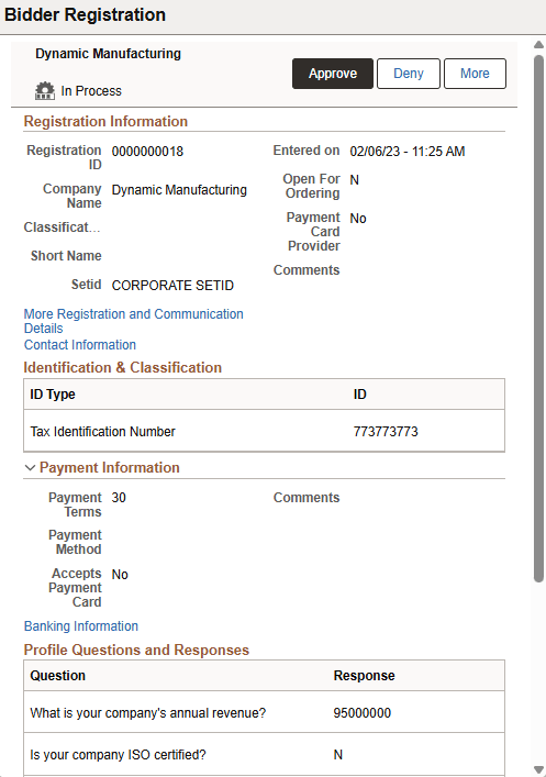 Bidder Registration header approval page as displayed on a smartphone