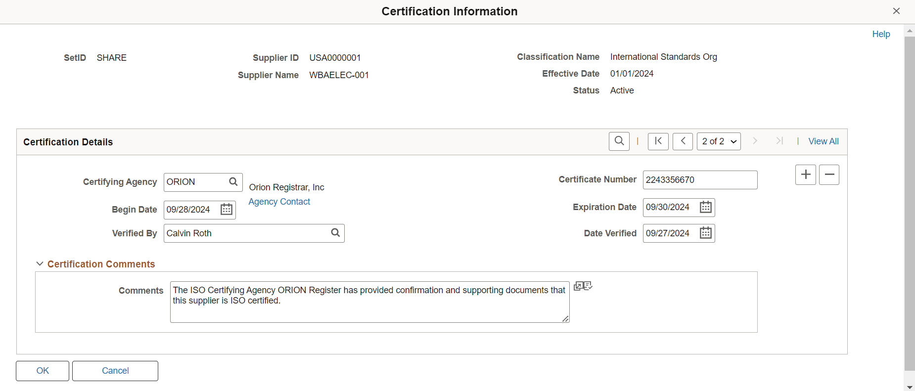 Certification Information