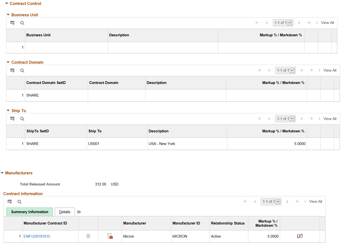 Contract Entry - Contract page (Distributor) 2 of 2