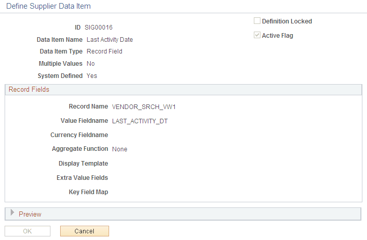 Define Supplier Data Item