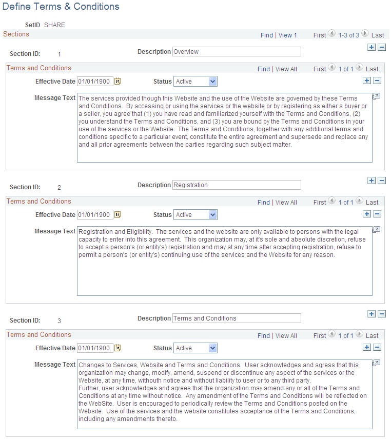Define Terms &amp; Conditions page