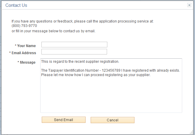 Duplicate Information - Contact Us page